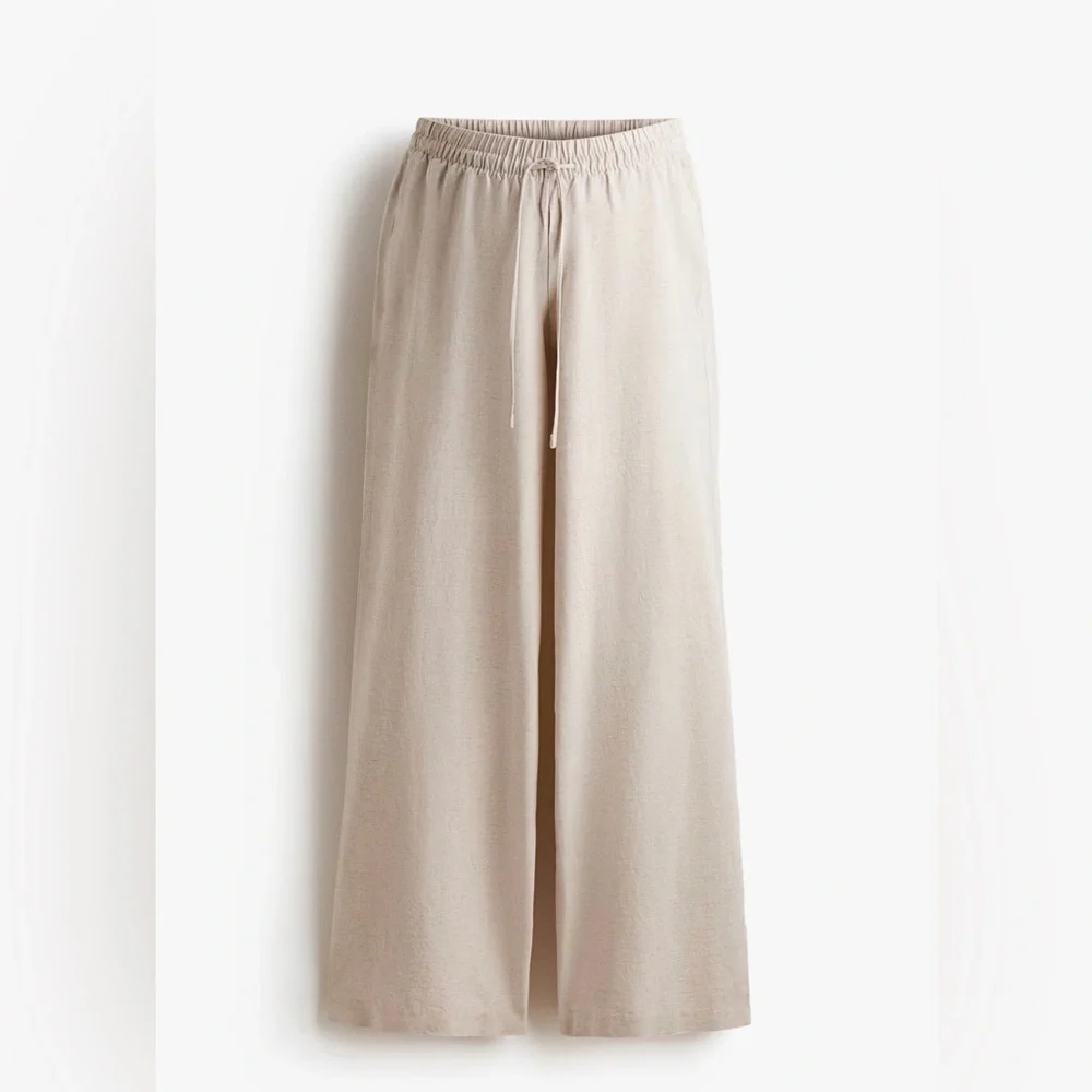 H&M Mama Before & After Linen Blend Pants - Medium - Light Beige